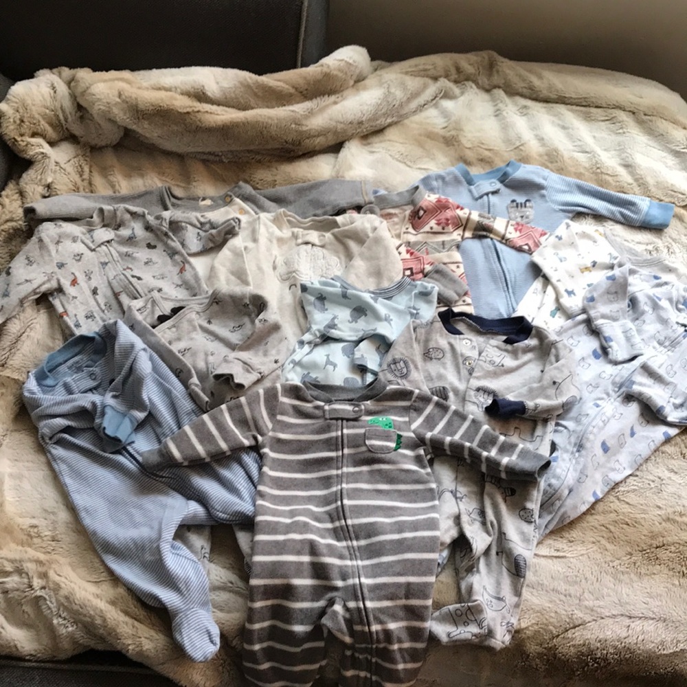 12 baby onesies- various brands